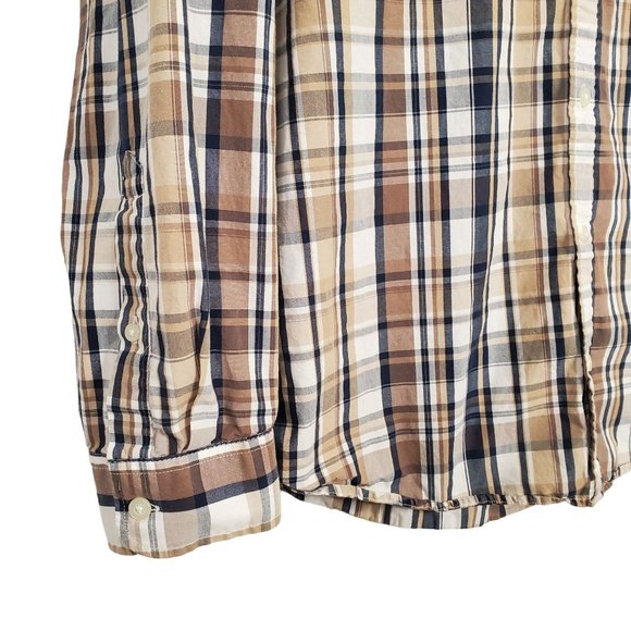 Eddie Bauer Mens Size L Tall TL Shirt 100% Cotton Button Front Casual Plaid - Picture 5 of 8